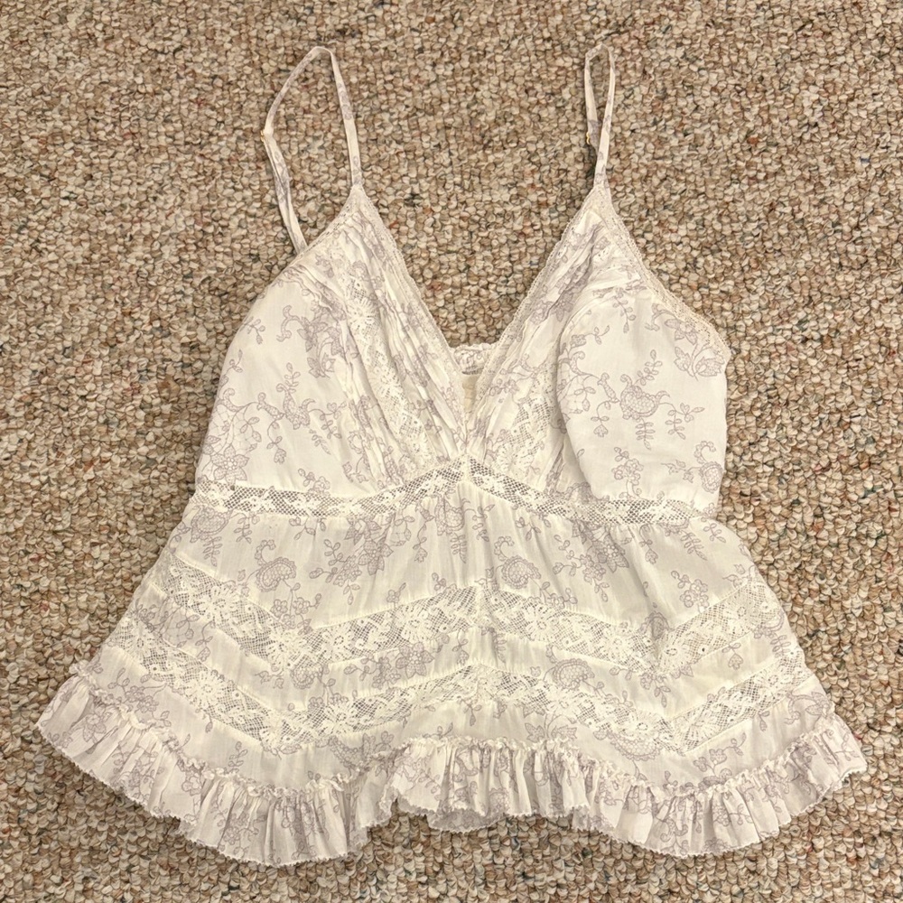 LoveShackFancy Cream Textured Top